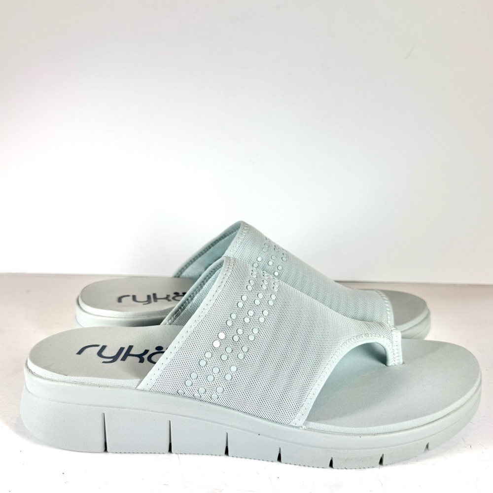 Ryka Elegance Toe Loop Slide Sandal Women's Slide Sandals‎ Size 12W Pearl Blue